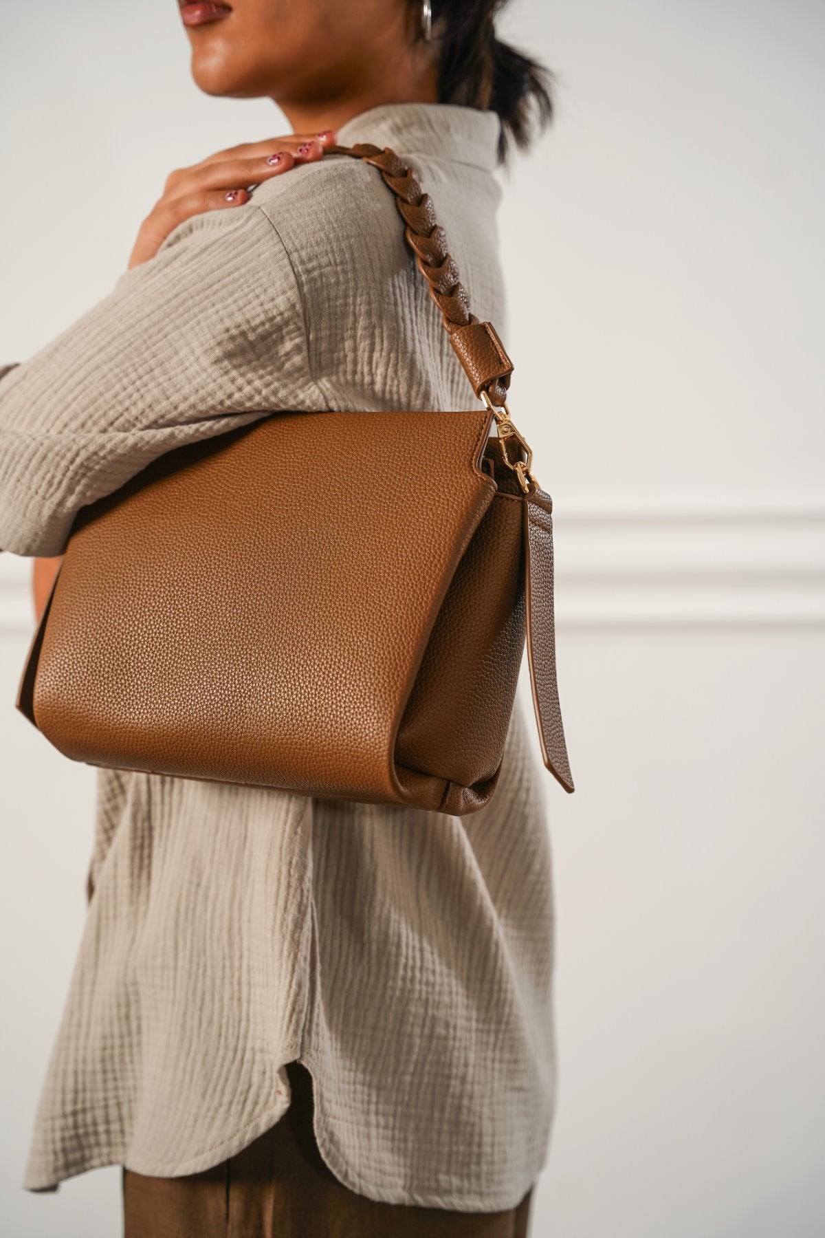 BRAIDED TOP HANDLE BAG