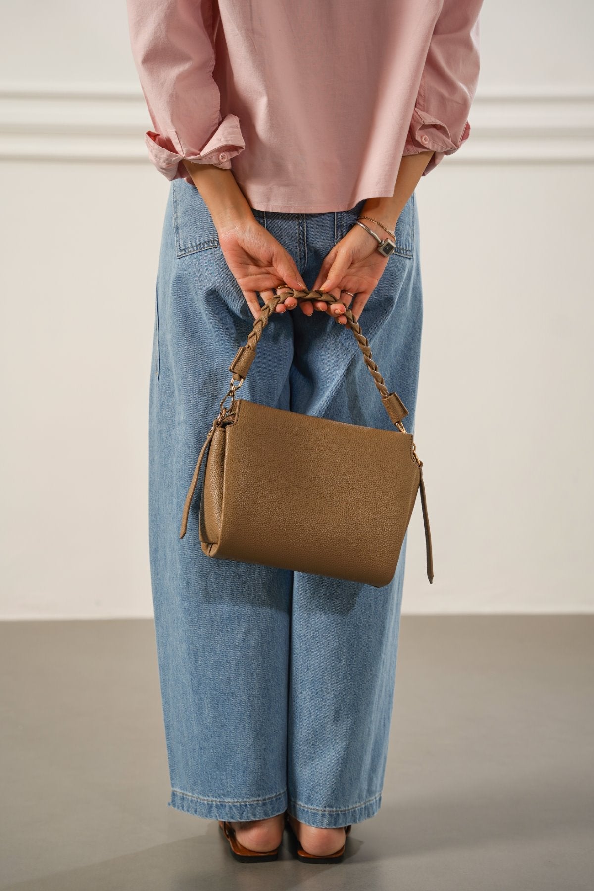 BRAIDED TOP HANDLE BAG